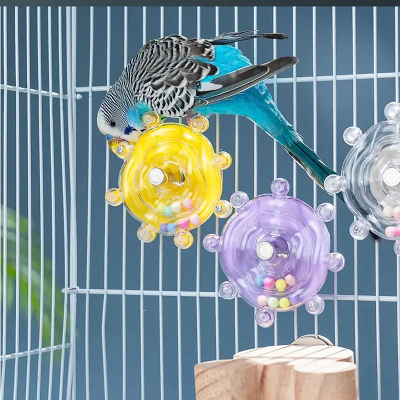 Interaktives Papageienspielzeug, Vogelkäfig-Spielzeug für Papageien, rotierender Leckerlispender, zur geistigen Stimulation und Unterhaltung