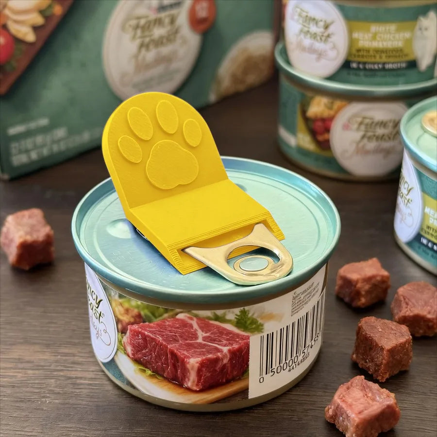 Cat Paw Shaped Pet Food Can Opener Cute Printed Multifunctional Portable Cat Dog Food Opener Safe And Easy To Grip