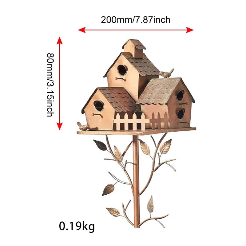 New Metal Bird Cages Art Bird Houses With Pole Garden Ornaments Nest Durable Courtyard Backyard for Outdoor Garden Home Decor