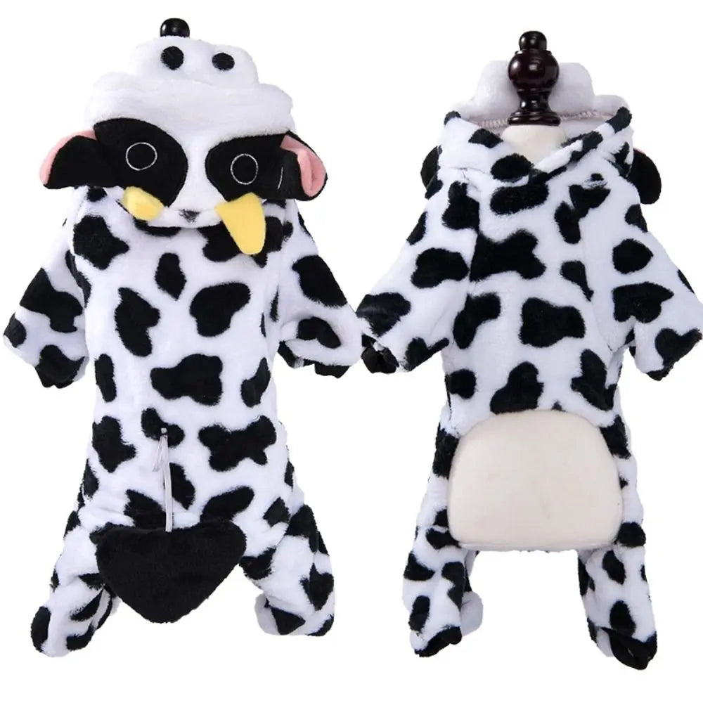 Cute Cartoon Animal Dog Clothes Pet Clothing Puppy Cat Dinosaur Outfit Dog Jumpsuit Warm Fleece Puppy Cat Costume