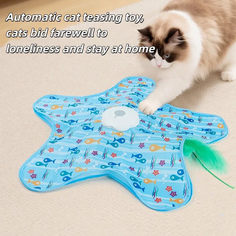 Cat Hunting Carpet, Teasing Stick, Five-Pointed Star Toy, Automatic Rotating Wheel, Self-Hi, Hiding Hood, Interactive Cat Toy
