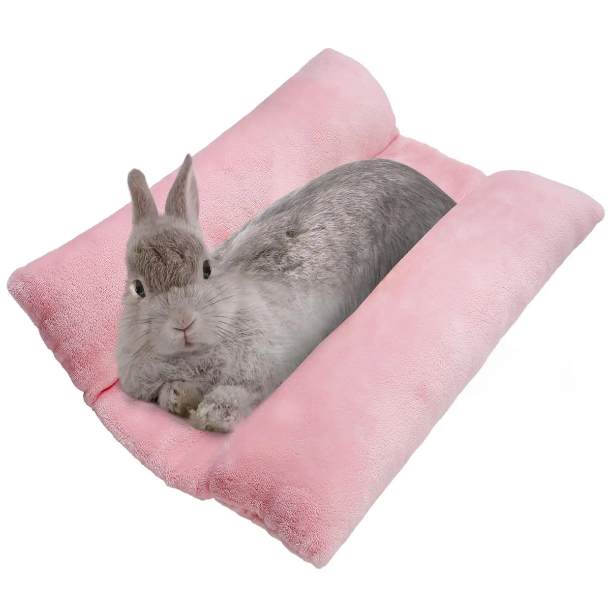 Rabbit Bed Thickened Soft Bunny Concave Bed Cuddle Cushion Plush Mat with Cotton Lounger Pillows Small Pet Flop Mat for Sleeping