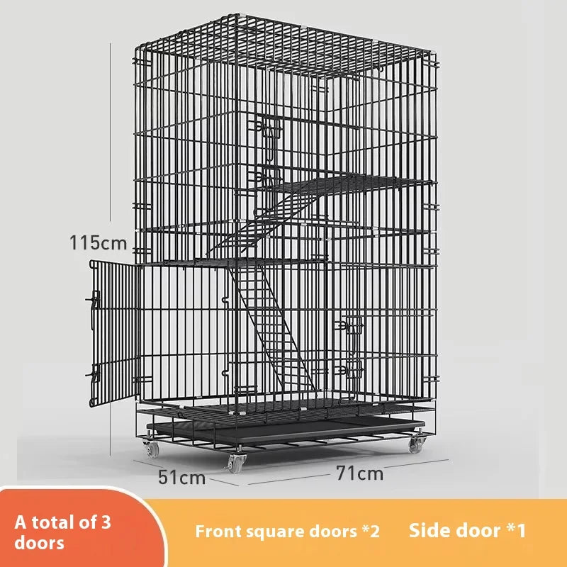 Indoor Cat Villa Cage with Foldable Design Large Multi-Story Cat House Encrypted Pet Cage Furniture for Home