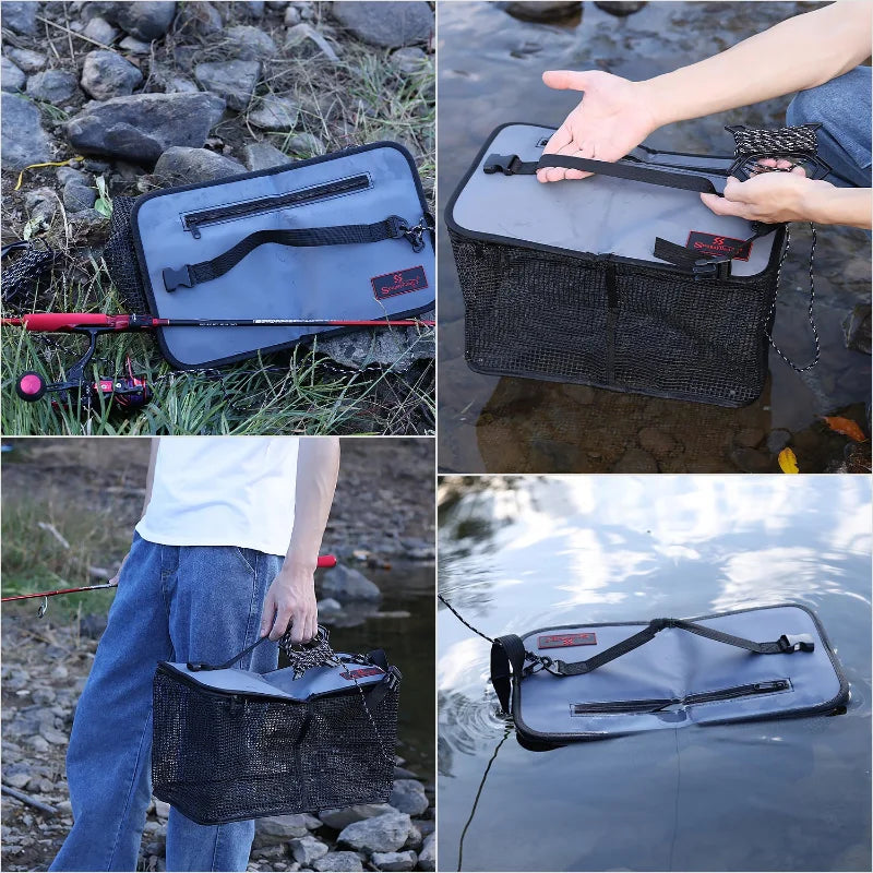 Sougayilang Foldable Fishing Cage Net Fish Carp Bait Cage Shrimp Basket Fish Crayfish Lobsters Catcher Tank Trap Mesh Network