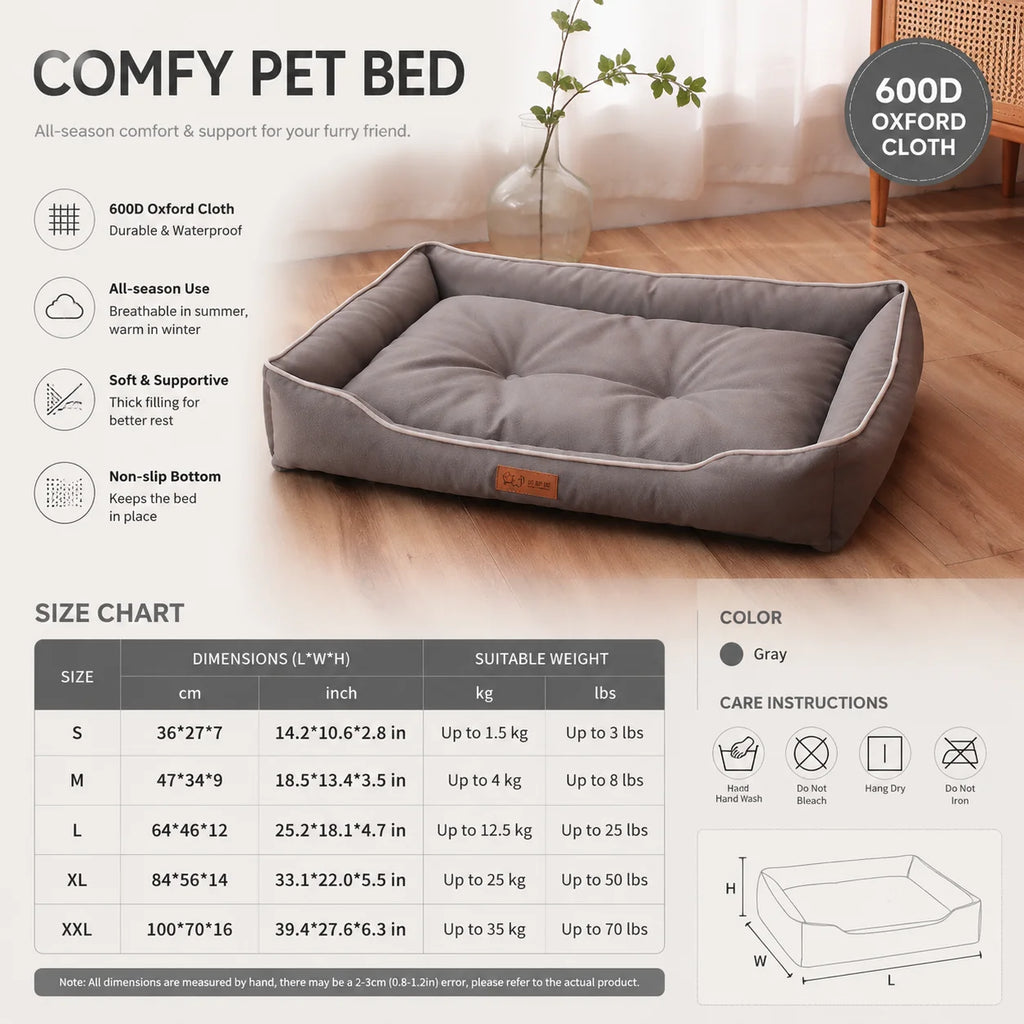 Dog Bed for Large Dogs, Four-Season Square Mattress, Bite-Resistant Cat Bed, Soft Thickened Dog Bed, Waterproof Sofa Pet House