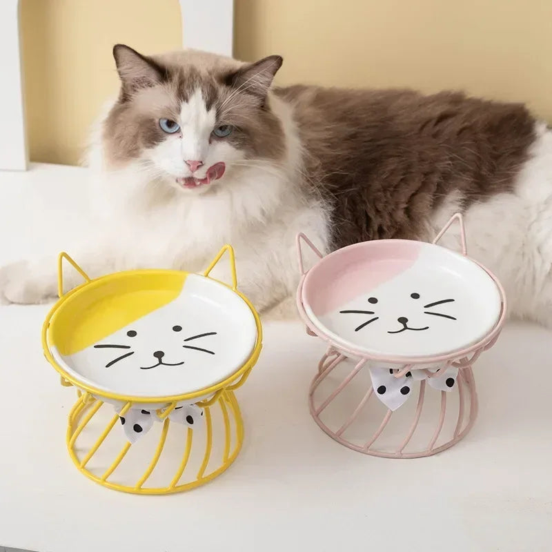 Pet Stand Bowl Ceramic Cat Food Bowl High Foot Raised Feeding Bowl For Cats Dogs Outdoor Drinking Feeding Pet Supplies Daily Use