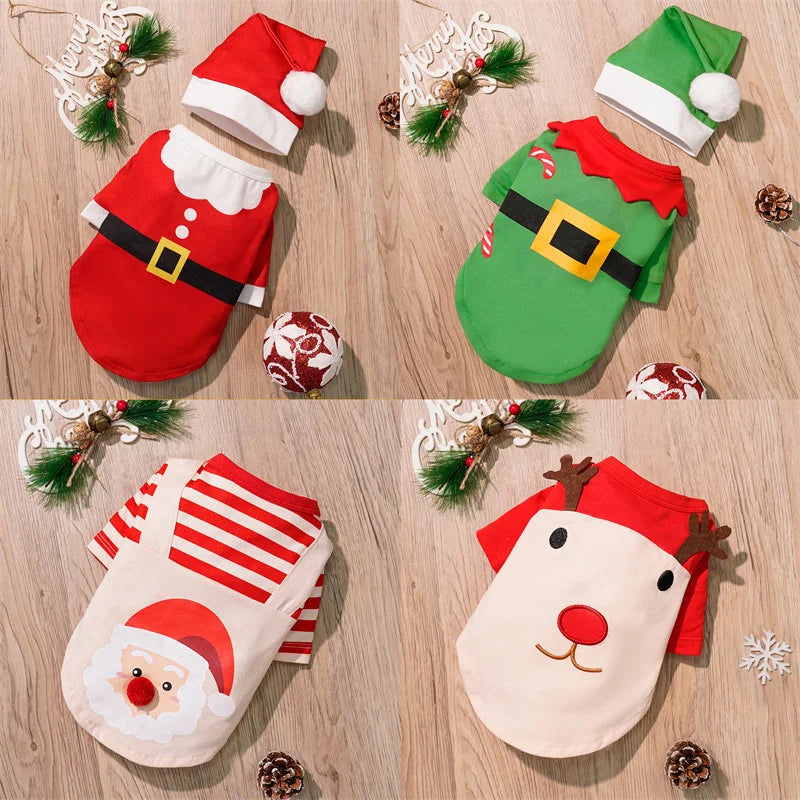 New Christmas Pet Clothes Dogs Cats Holiday Outfits Huskies Teddy Bears Cotton Coats Autumn Winter Deer-like Cat Dog Dlothes
