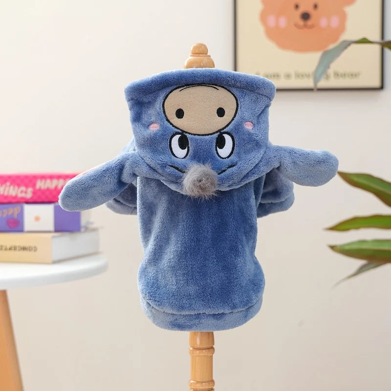 Creative Cosplay Clothes for Small Medium Dogs Bear Tiger Animal Flannel Cat Hoodie New Year Winter French Bulldog Puppy Outfits