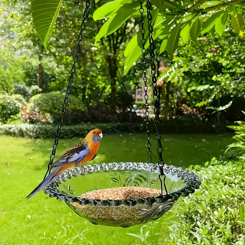 Comedouros e bebedouros de pássaros suspensos, tabuleiros de comida para pássaros ao ar livre, suportes de comida para pássaros, suportes decorativos de comida para pássaros de jardim