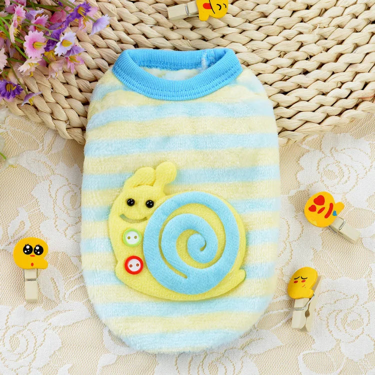 Cartoon Puppy Clothes Flannel Warm Winter Coat for Small Dogs Newborn Dog Sweater Cute Pet Clothing Chihuahua Costume Teacup