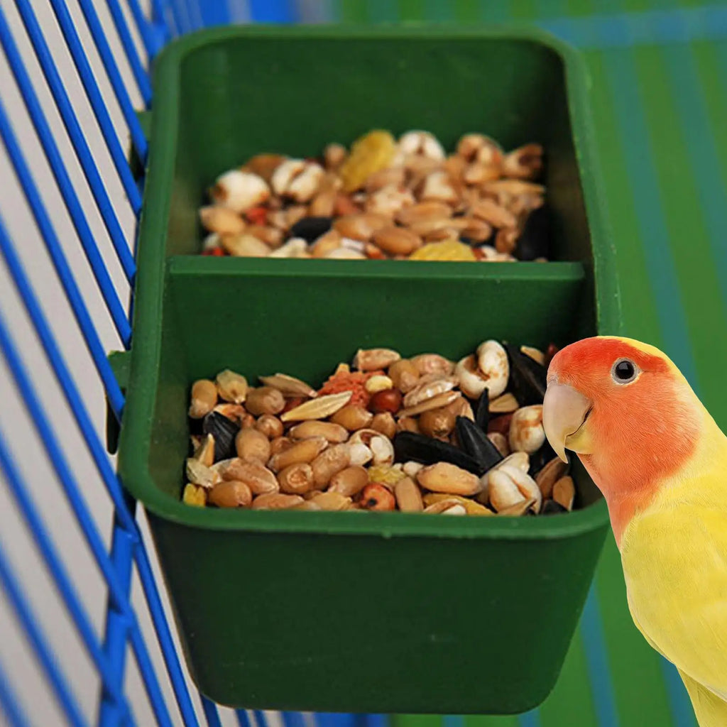 Double Groove Bird Food Bowl No Mess Bird Feeder 2 In 1 Bird Cage Feeders And Waterers Universal For Cage For Food Water Holding