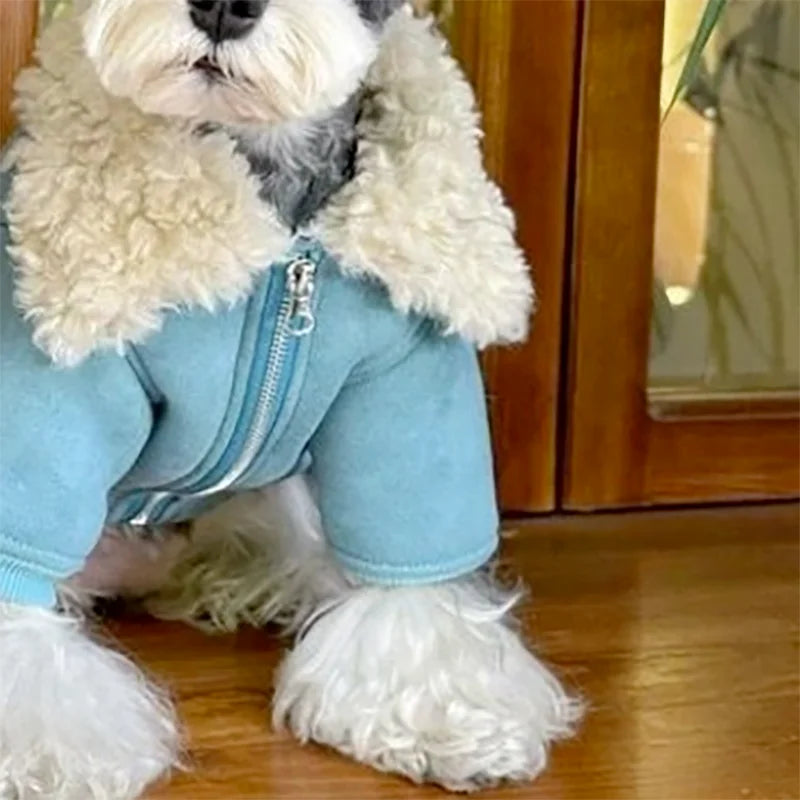 Pet Dog Clothes Corduroy and Velvet Jacket Pet Legs Lamb Fur Collar Coat Jacket Warm  Winter Puppy Clothes for Small Dogs Coat