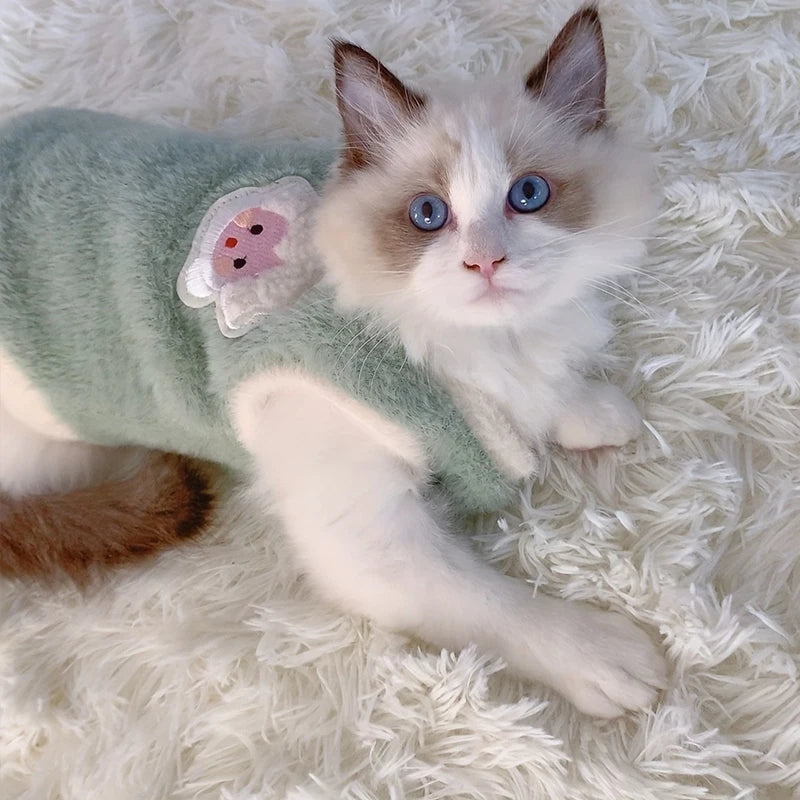 Cat Accessories Pets Warm Kitten Clothes for Winter Small Kitten Stuff Apparels Cooling Clothing Dog Sweater Vests