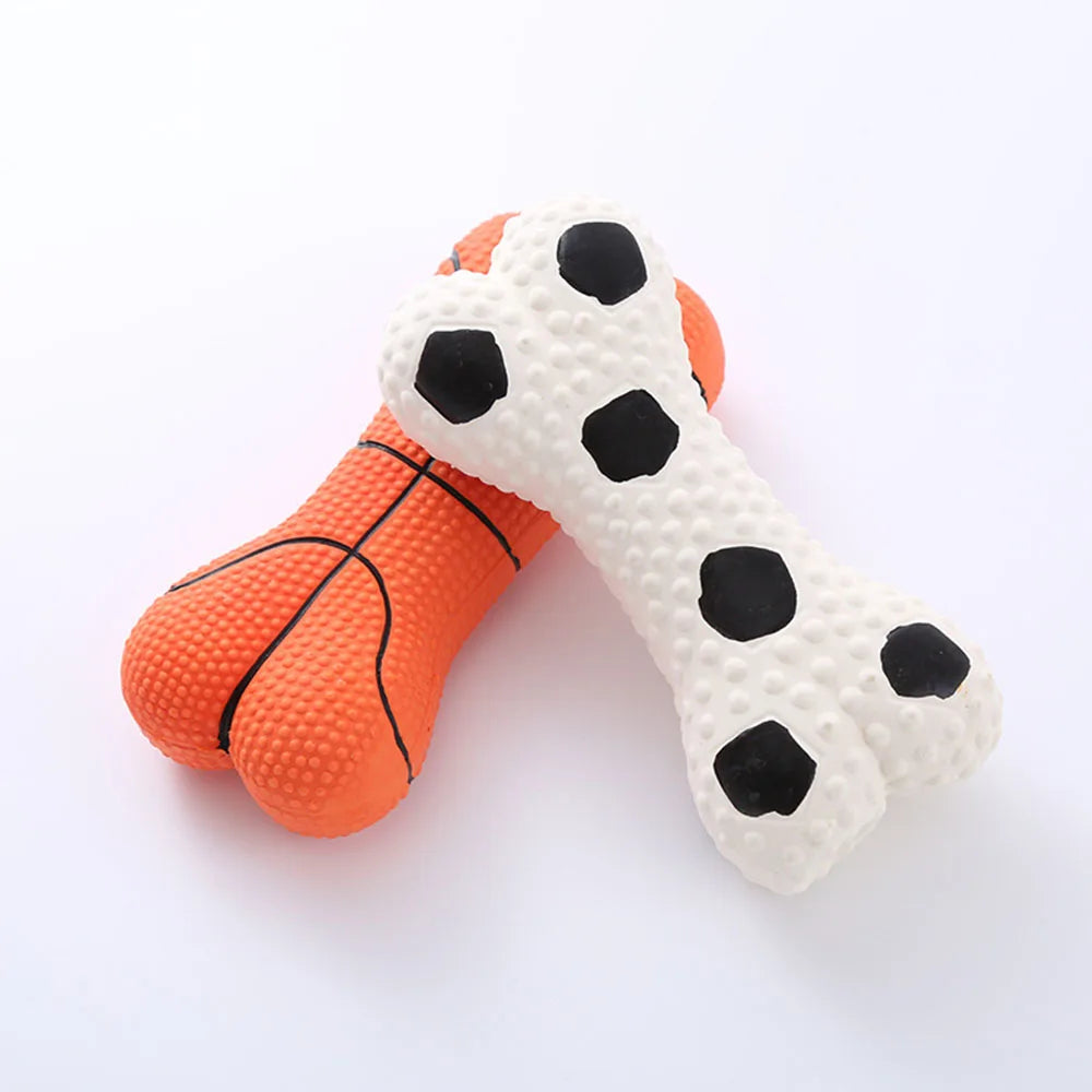 Dog Toy Set: Squeaky Bone & Basketball, Self-Entertainment Interactive Toys for Dogs to Relieve Boredom