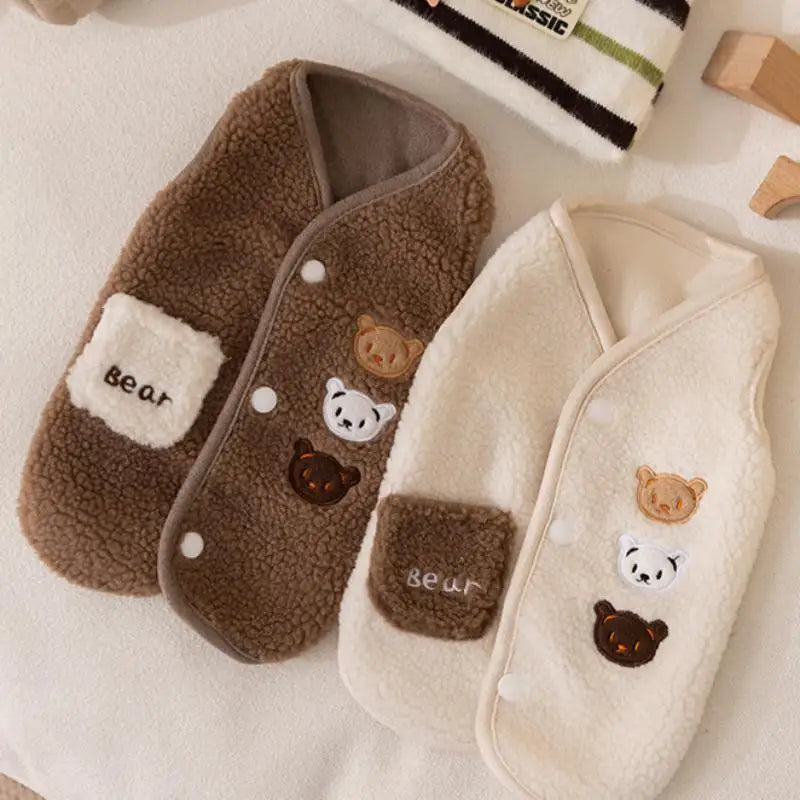 Pet Vest Fleece Puppy Warm Clothing For Autumn And Winter Cute Animal Small Dog Clothes Fleece Autumn Cat Clothes Jacket Clothes