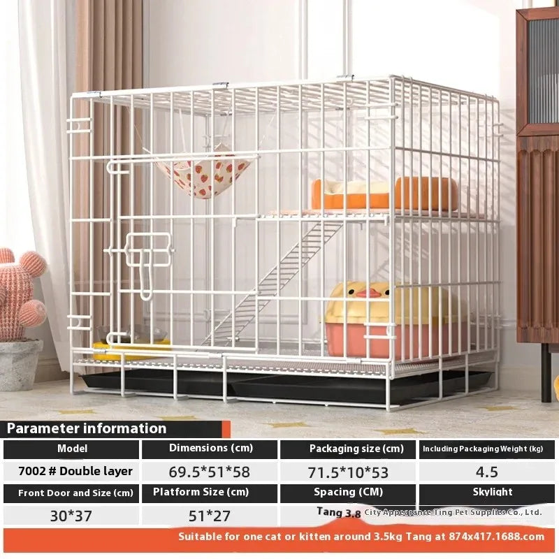 Indoor Cat Villa Cage with Foldable Design Large Multi-Story Cat House Encrypted Pet Cage Furniture for Home