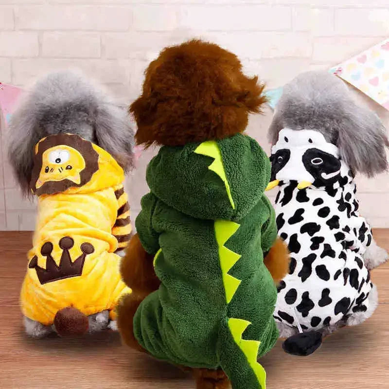 Cartoon Tier Hund Katze Kostüm Kleine Hunde Katze Winter Warmer Haustier Overall Pyjama für Yorkies Pudel Overalls Welpen Mascotas Kleidung