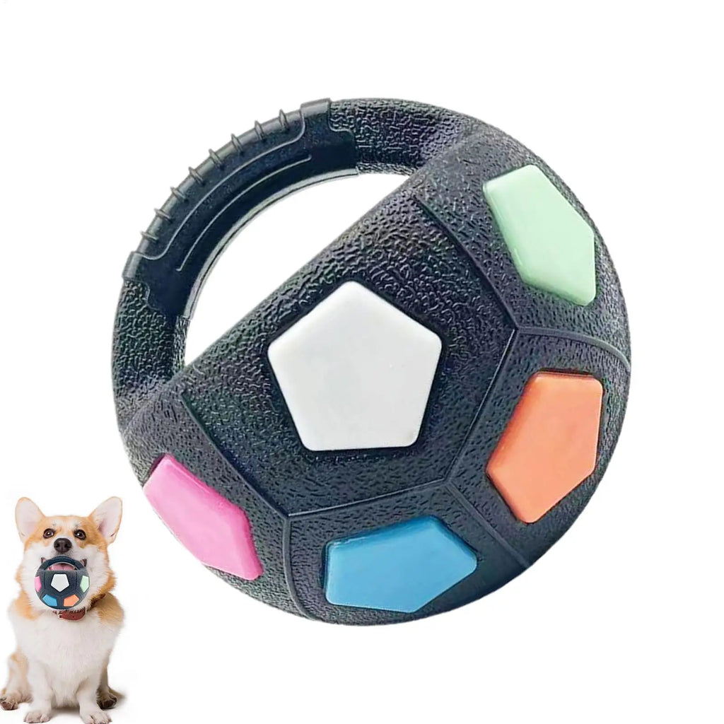 Hundespielzeug Fußball mit Griff, quietschend, schwimmfähig, für Zerrspiele, Hundezerrspielzeug für kleine, mittlere und große Hunderassen, Spielgeschenke