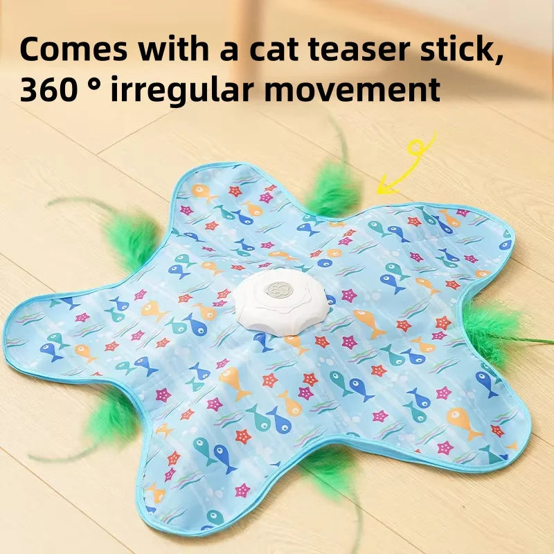 Cat Hunting Carpet, Teasing Stick, Five-Pointed Star Toy, Automatic Rotating Wheel, Self-Hi, Hiding Hood, Interactive Cat Toy