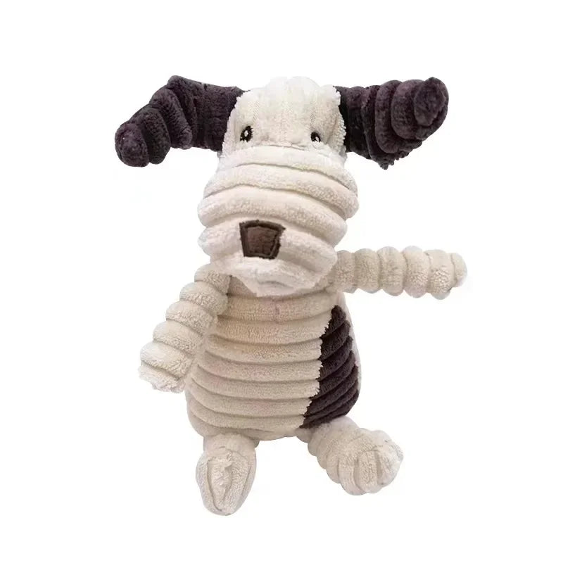 Plush Dog Toy Animals Shape Bite Resistant Squeaky Toys Corduroy Dog Toys for Small Large Dogs Puppy Pets Training Accessories