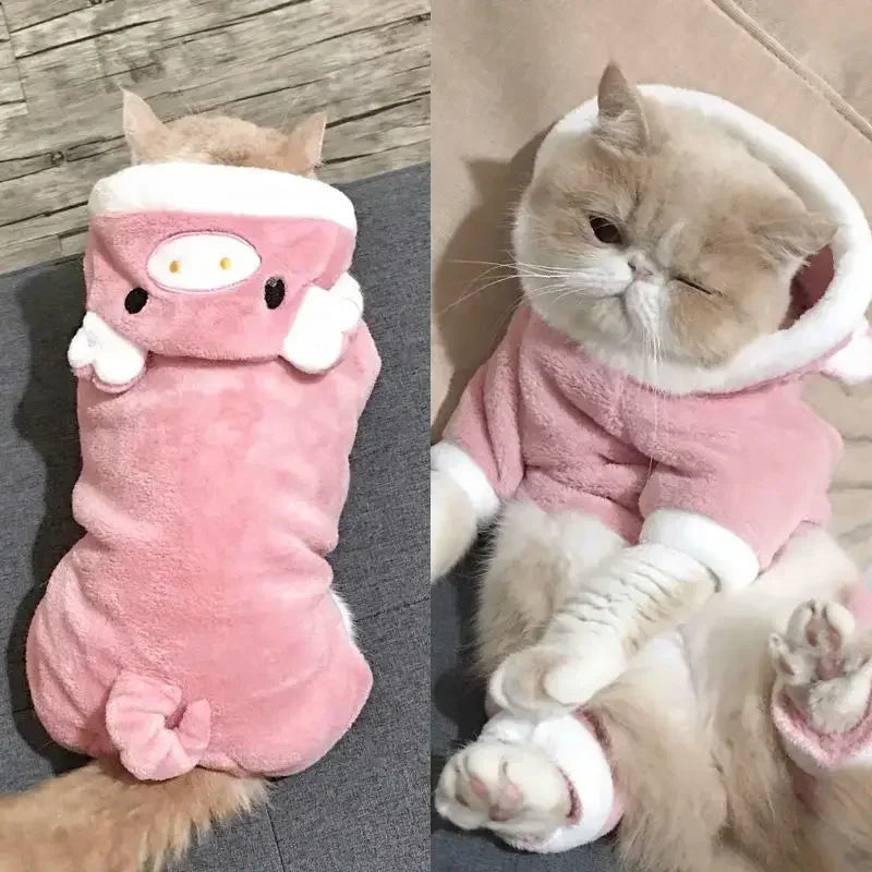 Cartoon Tier Hund Katze Kostüm Kleine Hunde Katze Winter Warmer Haustier Overall Pyjama für Yorkies Pudel Overalls Welpen Mascotas Kleidung