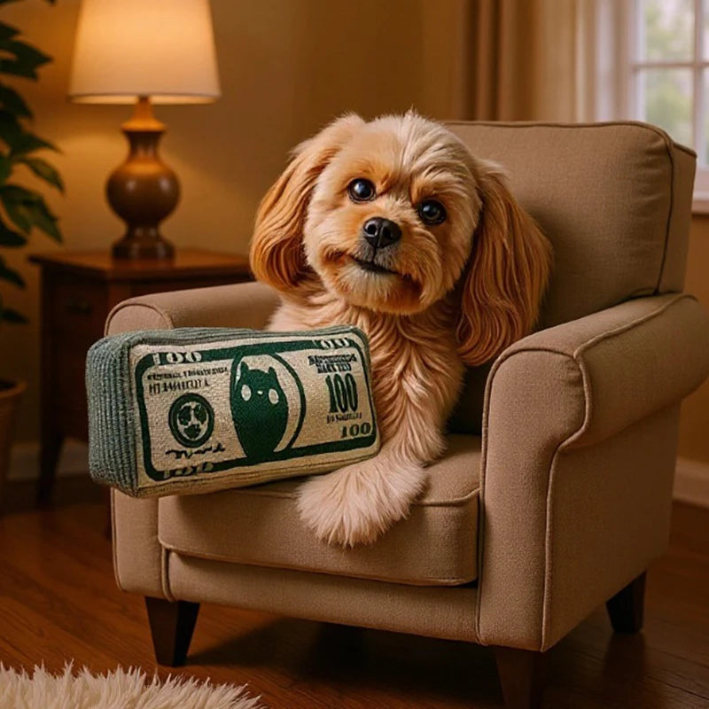 Dog Toy Money Shape Bite Resistant Indestructible Squeaky Toy Sound Interactive Self-Play for Dog Puppy Cat Pet Training Supplies