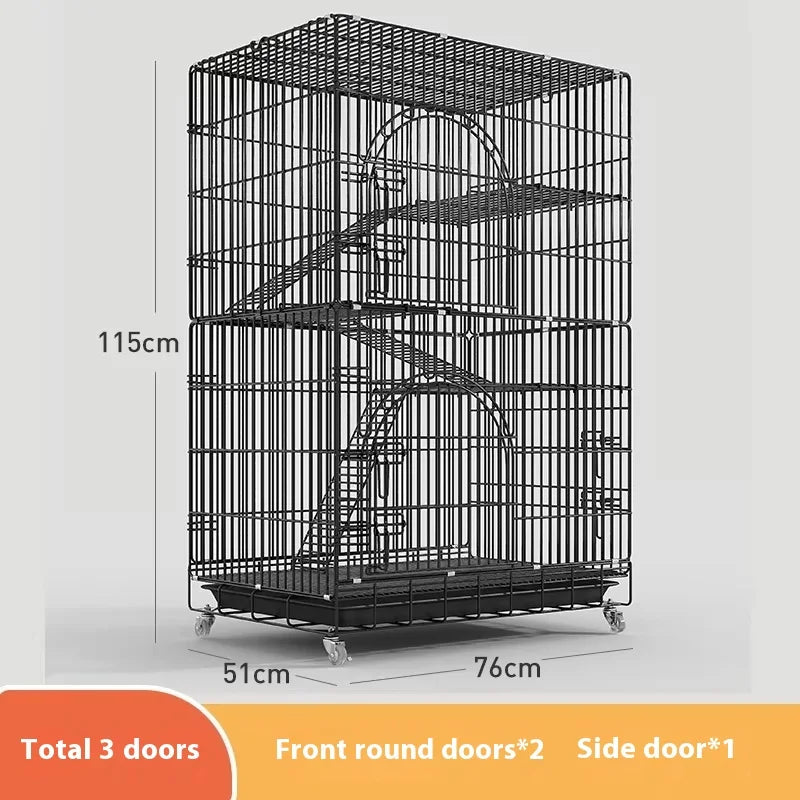 Indoor Cat Villa Cage with Foldable Design Large Multi-Story Cat House Encrypted Pet Cage Furniture for Home