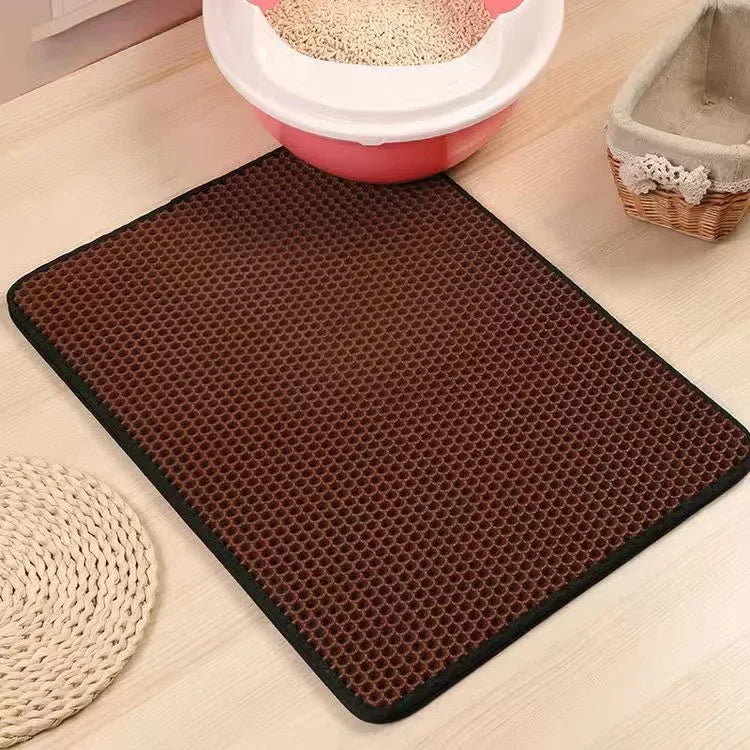 Katzentoilettenmatte mit Geschenk Doppelschicht Wasserdicht Katzentoilettenunterlage Rutschfeste Katzenstreumatte Waschbare Bettmatte Sauberkeitsunterlage Produkte