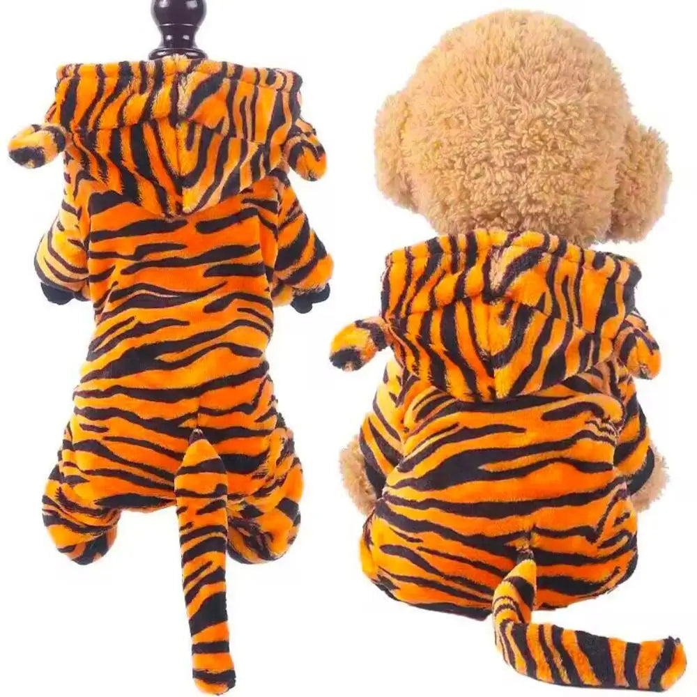 Cute Cartoon Animal Dog Clothes Pet Clothing Puppy Cat Dinosaur Outfit Dog Jumpsuit Warm Fleece Puppy Cat Costume