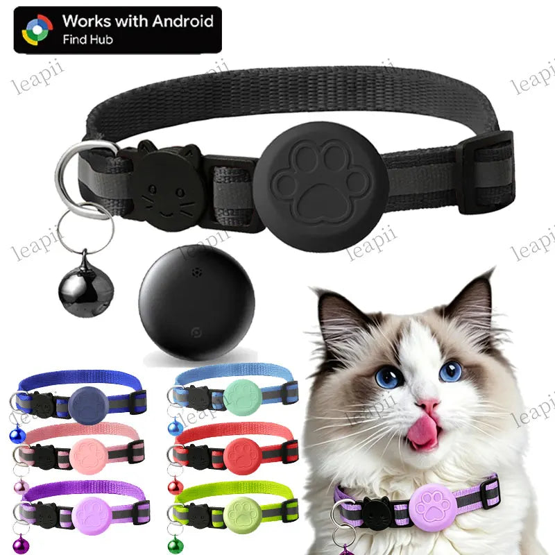 Waterproof Pet GPS Tracking Collar with Reflective Strips,Global Remote Anti-Lost Locator for Most Cats, Kittens and Small Dogs
