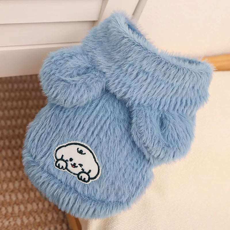Cute Cat Hooded Vest Pet Dog Clothes Clothing Supplies Teddy Bear Hairless Cat  Autumn Winter Warm Clothes Imitation Mink Fur