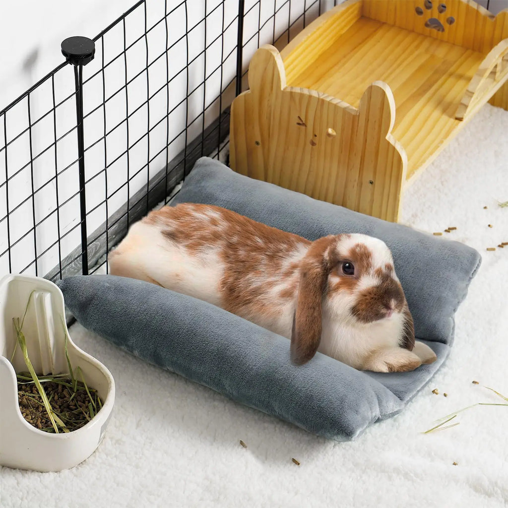 Kaninchenbett Verdicktes Weiches Hasen-Muldenbett Kuschelkissen Plüschmatte mit Baumwoll-Liegekissen für kleine Haustiere, Schlafmatte
