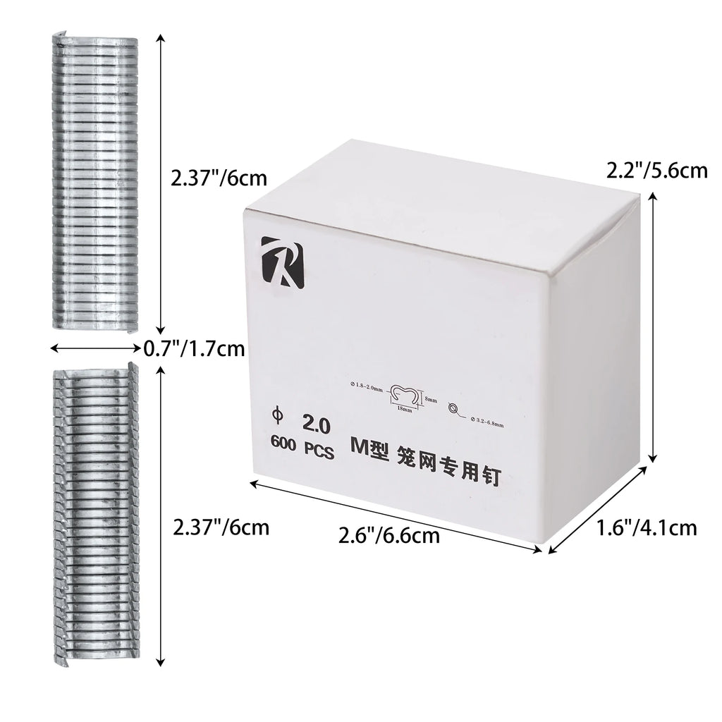 600pcs/box M nail Cages installed Chicken Duck Bird Dog cage clamp 2.0 Quail Tied dove cage clamp Rabbit staples 600/1200/1800Pc