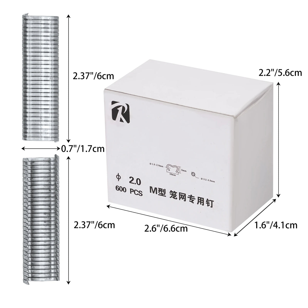 600pcs/box M nail Cages installed Chicken Duck Bird Dog cage clamp 2.0 Quail Tied dove cage clamp Rabbit staples 600/1200/1800Pc