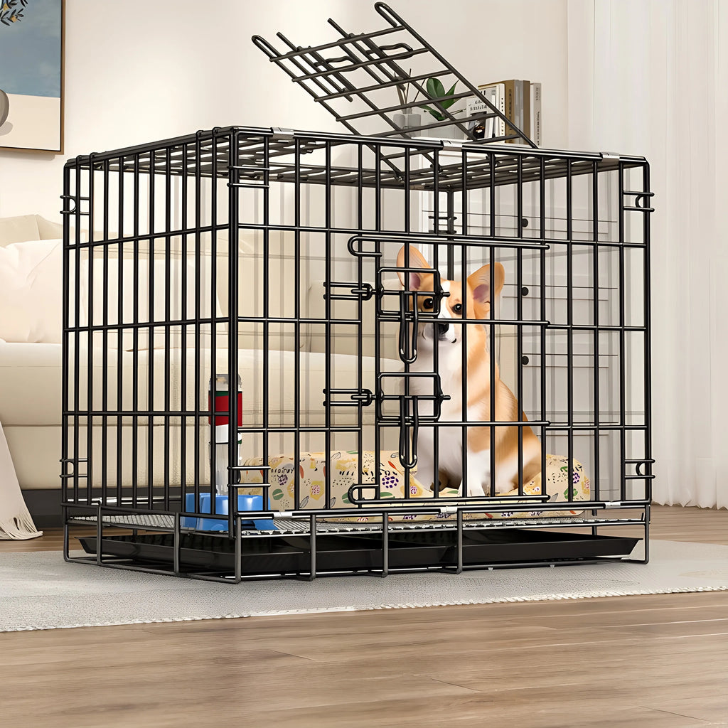 Hundekäfig, kleiner und mittelgroßer Hund, Haustierkäfig, Zaun, verdickt, großer Hund, zusammenklappbares Hundebett für den Haushalt, Autokäfig, Katzenkäfig