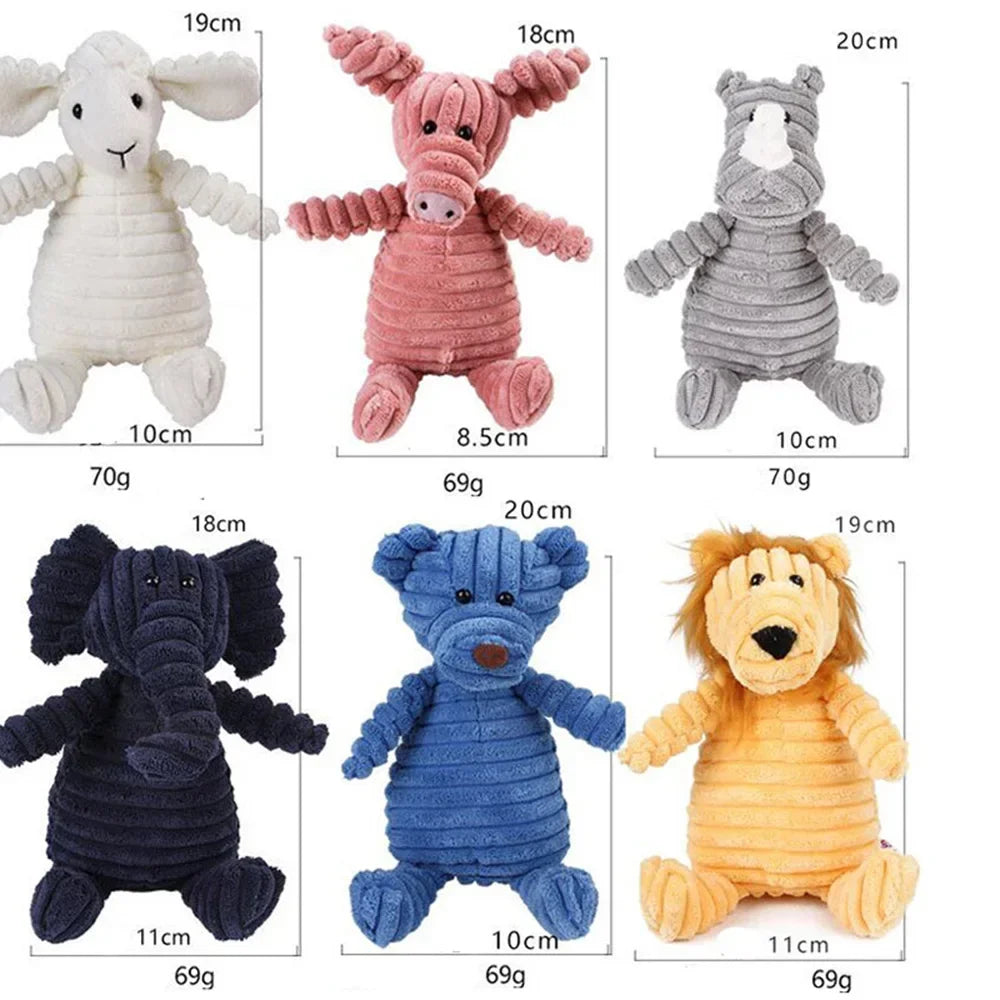 Plush Dog Toy Animal Shape Bite Resistant Squeaky Toys Corduroy Dog Toys for Small Large Dogs Puppy Pets Training Accessories