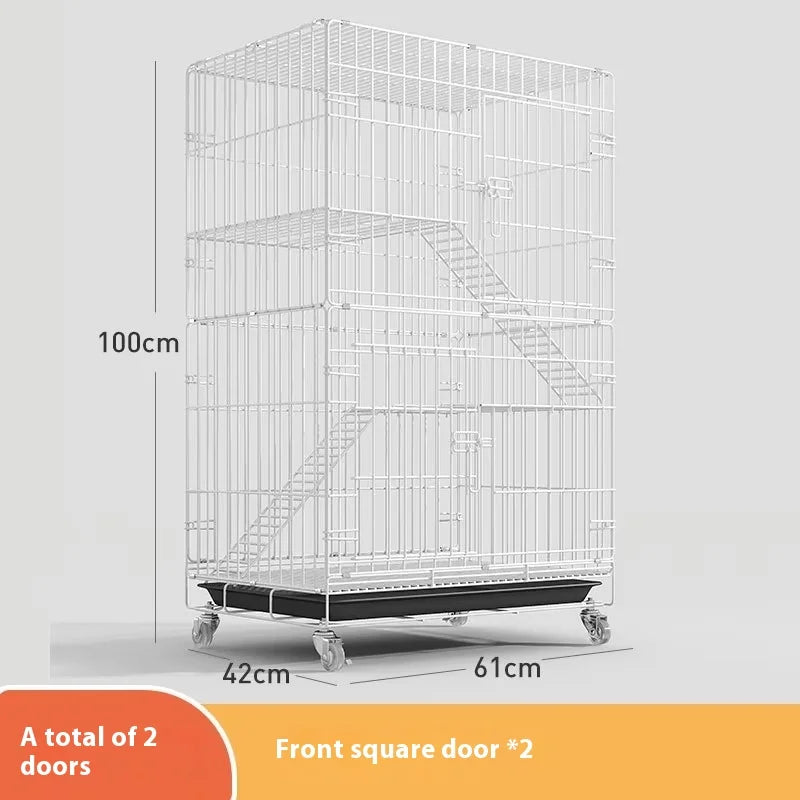 Indoor Cat Villa Cage with Foldable Design Large Multi-Story Cat House Encrypted Pet Cage Furniture for Home