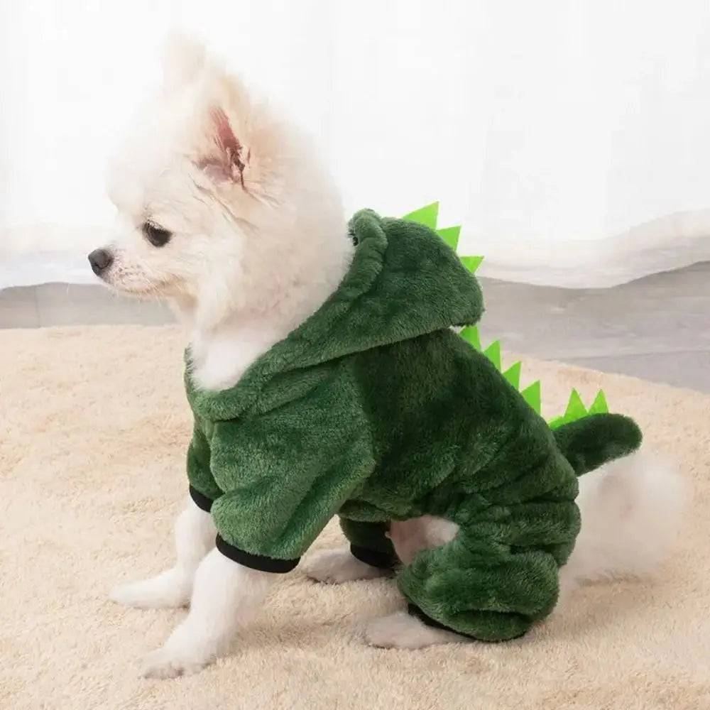 Cute Cartoon Animal Dog Clothes Pet Clothing Puppy Cat Dinosaur Outfit Dog Jumpsuit Warm Fleece Puppy Cat Costume