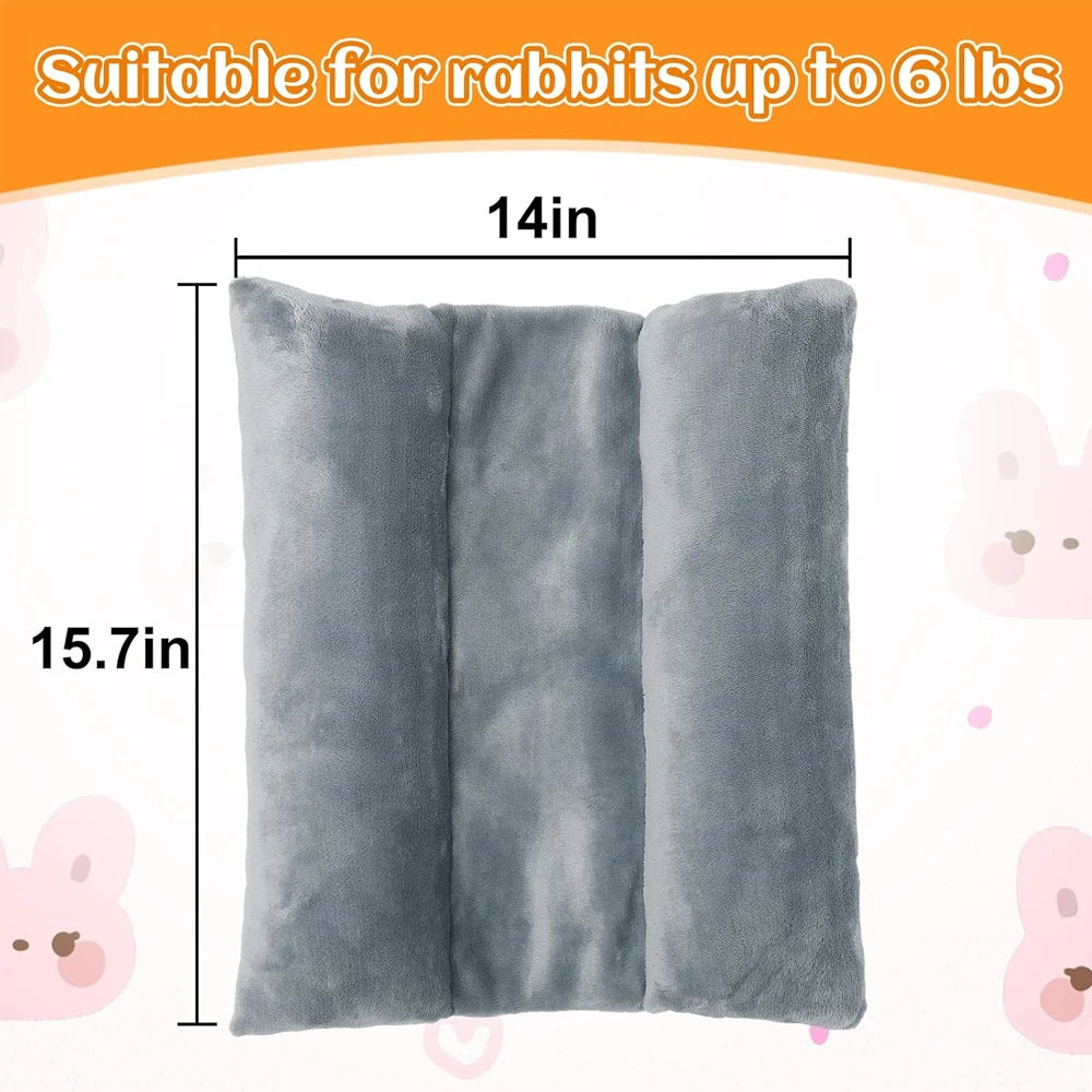 Kaninchenbett Verdicktes Weiches Hasen-Muldenbett Kuschelkissen Plüschmatte mit Baumwoll-Liegekissen für kleine Haustiere, Schlafmatte