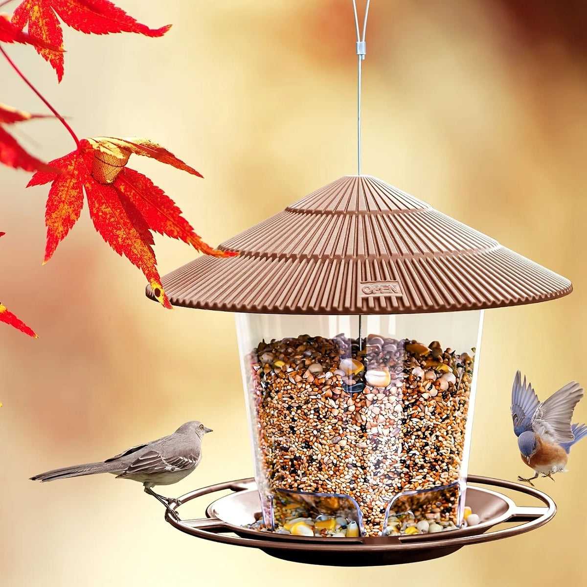 Bird Feeder Automatic Foot Feeding Tool Outdoor Bird Feeder Hanging Nut Feeding Multiple Hole Dispenser Holder Food Container
