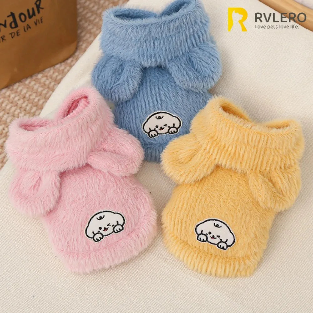 Cute Cat Hooded Vest Pet Dog Clothes Clothing Supplies Teddy Bear Hairless Cat Autumn Winter Warm Clothes Imitation Mink Fur