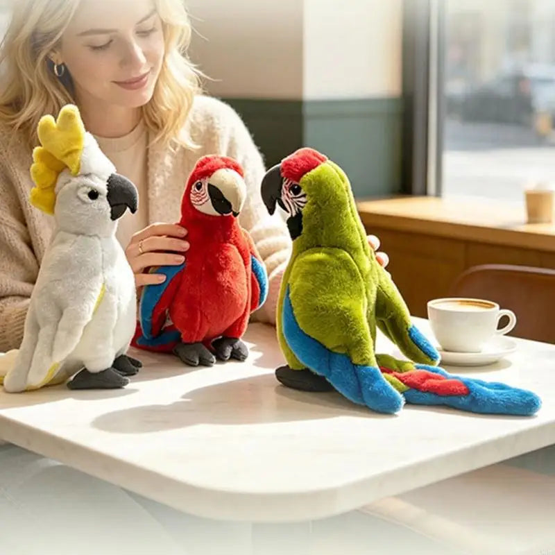 Plush Bird Toy Soft Companion Toy Parrots Shaped Toy For Kids Whimsical Bird And Home Decors Birthday Gift A2UB