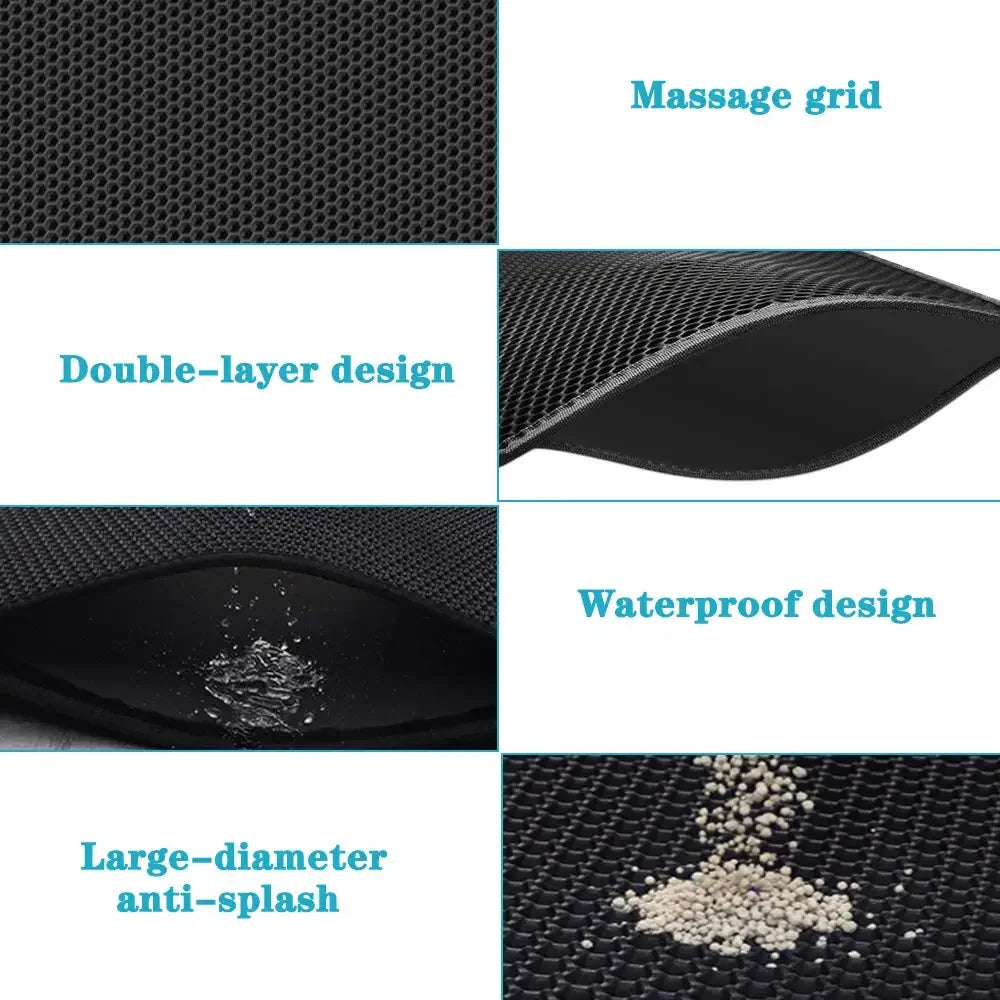 Katzentoilettenmatte mit Geschenk Doppelschicht Wasserdicht Katzentoilettenunterlage Rutschfeste Katzenstreumatte Waschbare Bettmatte Sauberkeitsunterlage Produkte