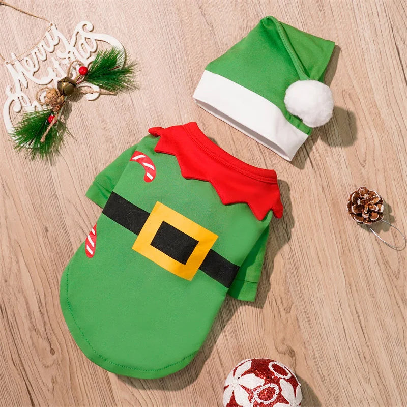 New Christmas Pet Clothes Dogs Cats Holiday Outfits Huskies Teddy Bears Cotton Coats Autumn Winter Deer-like Cat Dog Dlothes