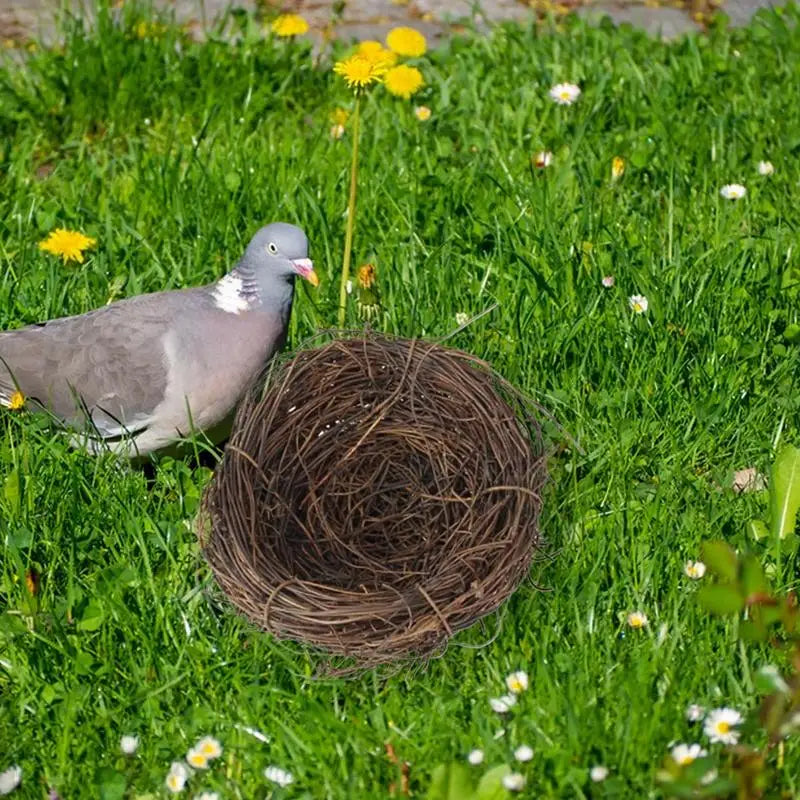 Bird Nest Handmade Woven Rattan Bird House Flat Base Small Animal Bed House For Garden Backyard Habitat Bird Cage Accessories