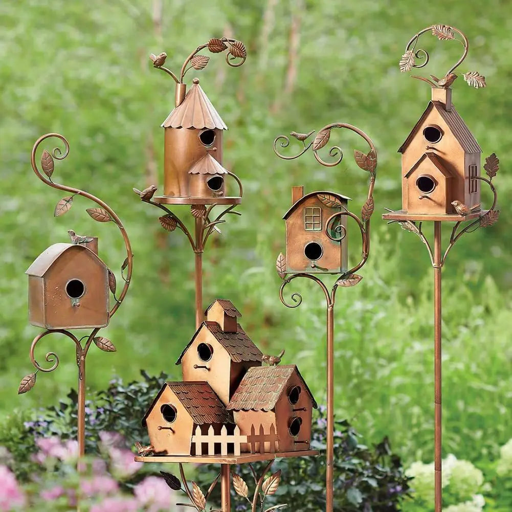 Neue Metallvogelkäfige Kunst Vogelhäuser mit Stange Gartenornamente Nest Langlebig Hof Hinterhof für den Außenbereich Haus Dekor