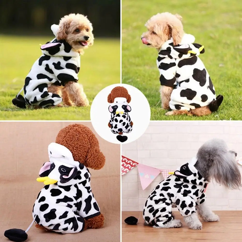 Cute Cartoon Animal Dog Clothes Pet Clothing Puppy Cat Dinosaur Outfit Dog Jumpsuit Warm Fleece Puppy Cat Costume