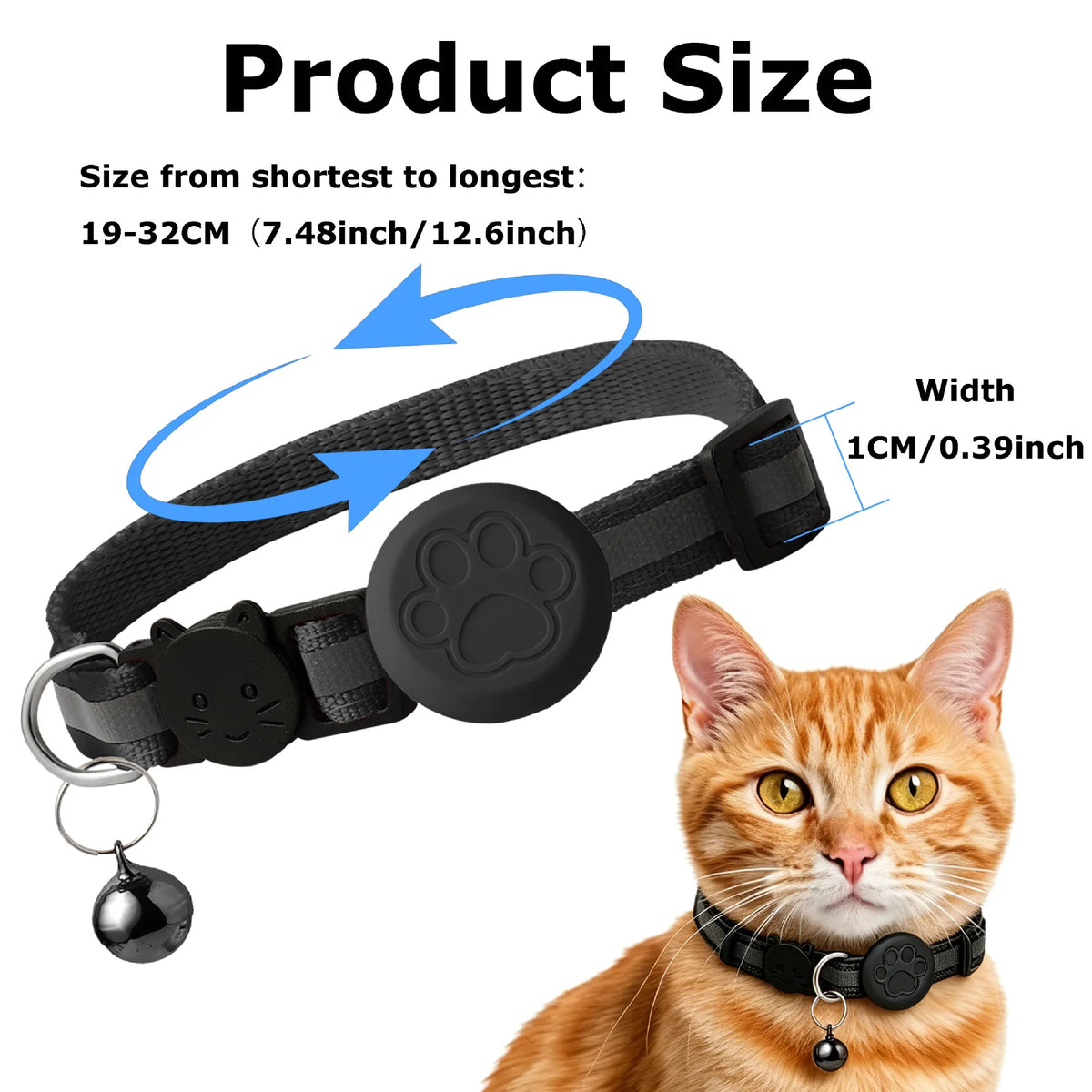 Waterproof Pet GPS Tracking Collar with Reflective Strips,Global Remote Anti-Lost Locator for Most Cats, Kittens and Small Dogs