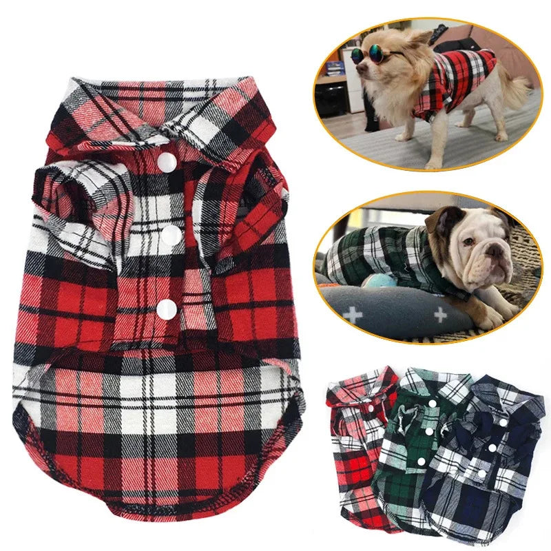 Kleidung für kleine Hunde/Katzen, kariertes Hemd, Reversmantel, Jacke, Kleidung, Oberteile, Hundeaccessoires, Kleidung für kleine Hunde, Hundehemden im britischen Stil