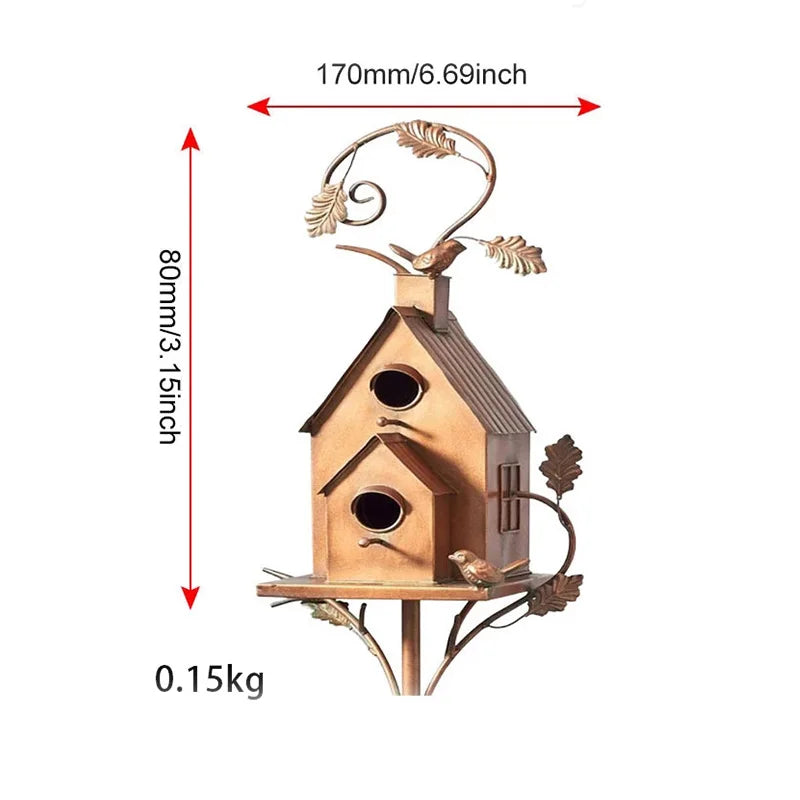 New Metal Bird Cages Art Bird Houses With Pole Garden Ornaments Nest Durable Courtyard Backyard for Outdoor Garden Home Decor